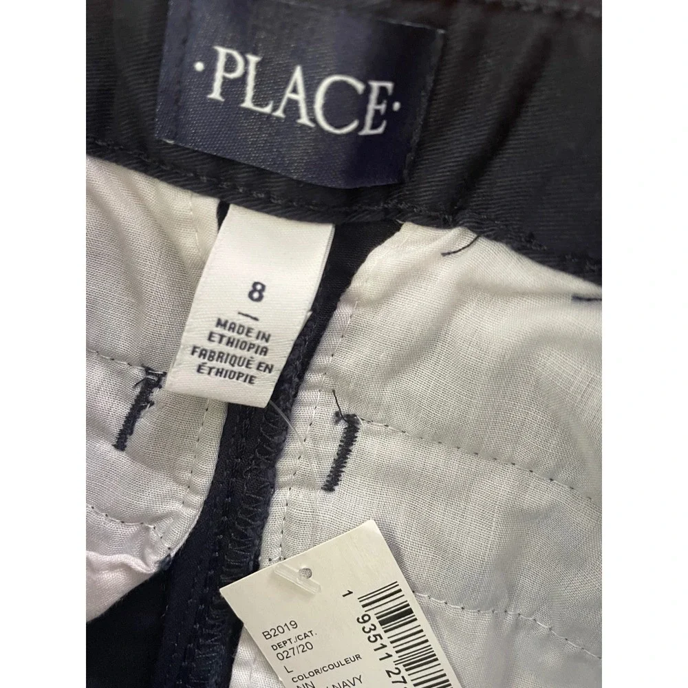 The Children's Place Boys Stretch Chino Pants New Navy Size 8 Adjustable Waist